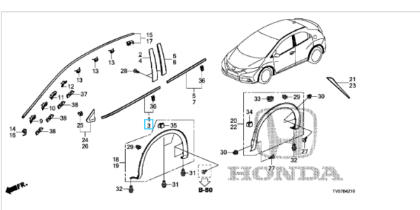 Honda Civic 2012-2016 NSF Scraper Moulding