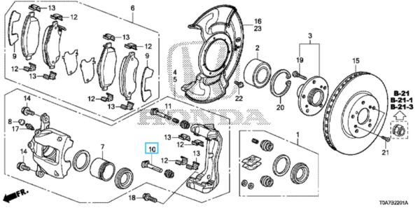 Honda CR-V 2007-2018 Front Caliper Lower Slider Pin