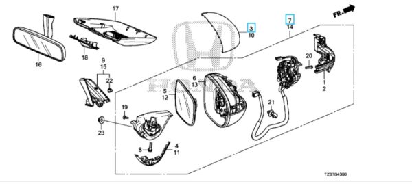 Honda Jazz Crosstar 2021-2023 Offside Mirror Complete