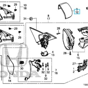 Honda Civic 2017-21 Nearside Mirror Cover Crystal Black (NH731P)