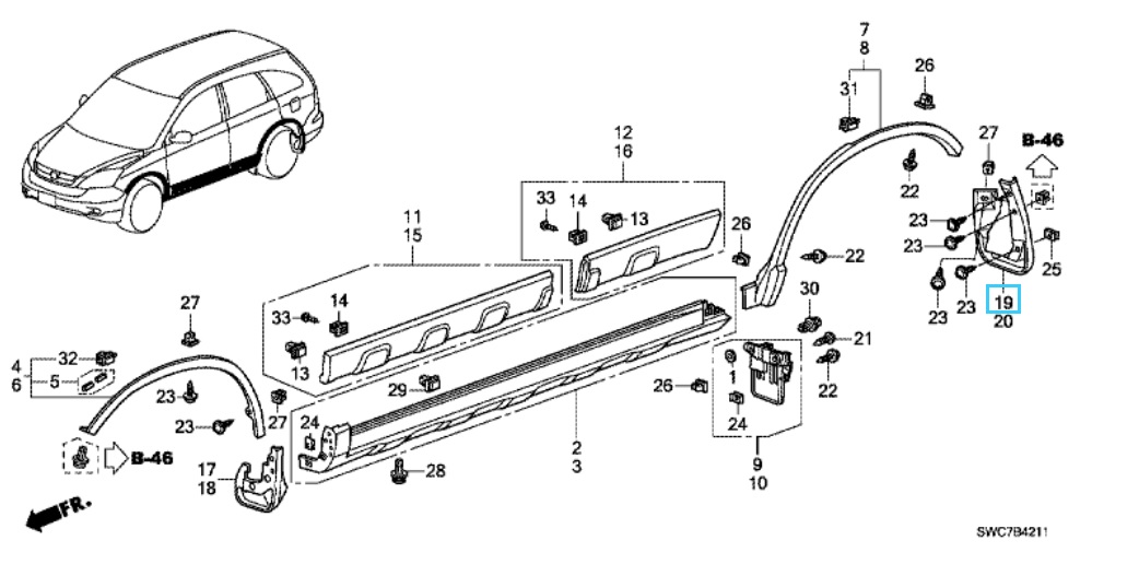 Honda CR-V EX 2010-2012 OSR Mudguard