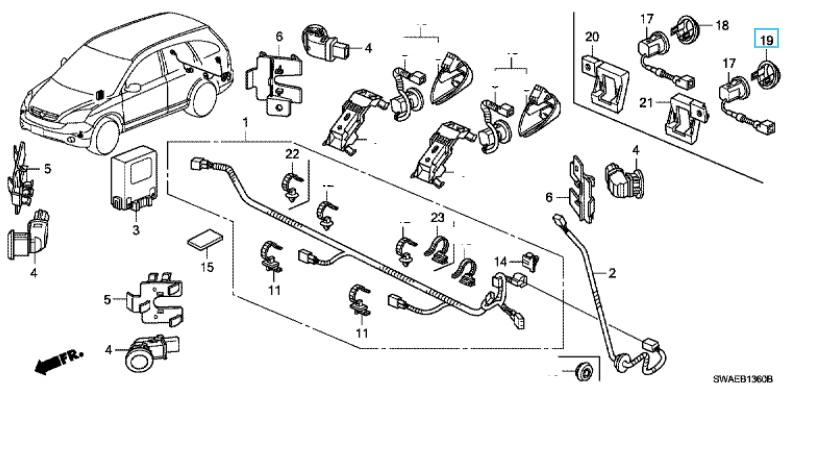 Honda CR-V ES 2010-2012 NSR Central Parking Sensor Surround