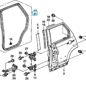 Honda CR-V 2002-2006 Nearside Rear Door Weatherstrip