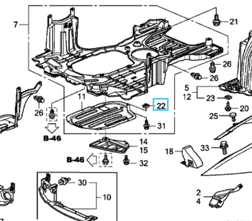 Honda Civic 2006-2011 Undertray Nut