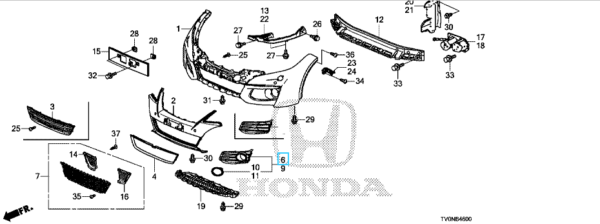 Honda Civic 5dr 2015-2016, Civic Tourer 2017 Garnish O/S Front Fog Light (Elegance Package)
