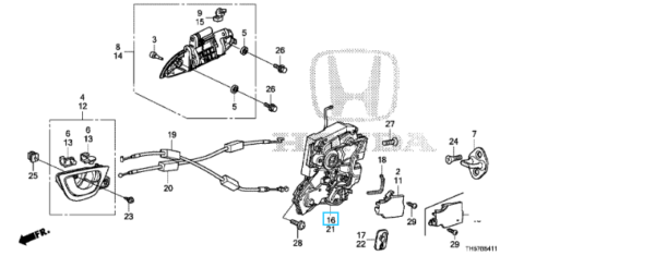 Honda Jazz 2011-2015 RHR Door Lock Actuator