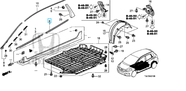 Honda Jazz 2016-2020 RHR Door Moulding