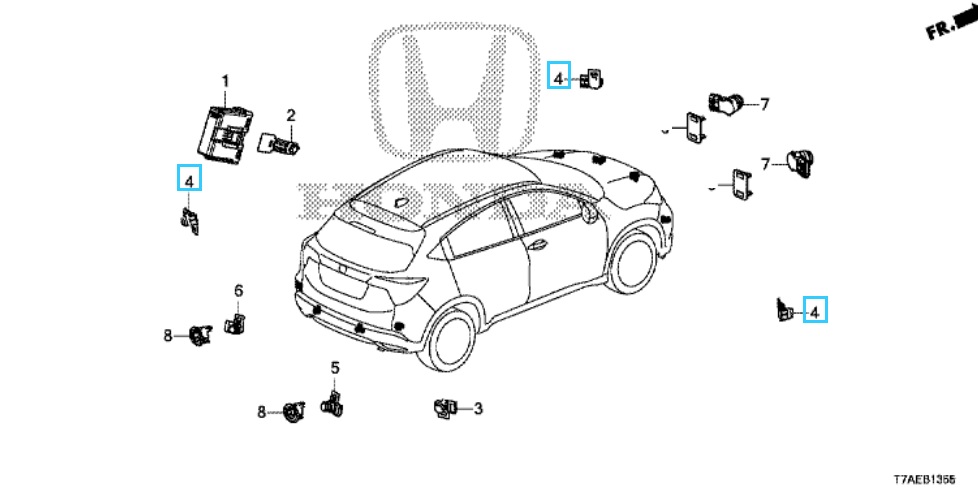 Honda HR-V 2019-2020 Front Corner Parking Sensor Ruse Black