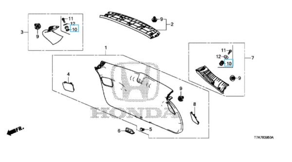 Honda HR-V 2016-2020 Parcel Shelf Strap Pin