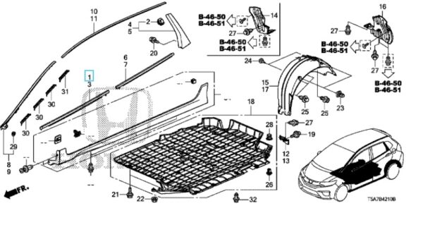 Honda Jazz 2016-2019 OSF Scraper Moulding