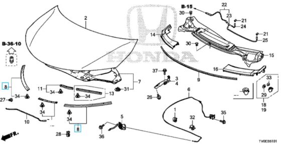 Honda Civic 2012-2016 Bonnet Seal