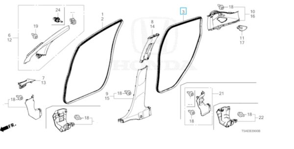 Honda Jazz 2016-2019 Rear Door Aperture Seal