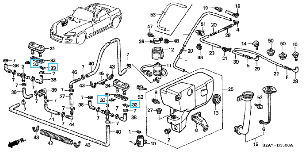 Honda S-2000 Headlight Washer Nozzle Clip
