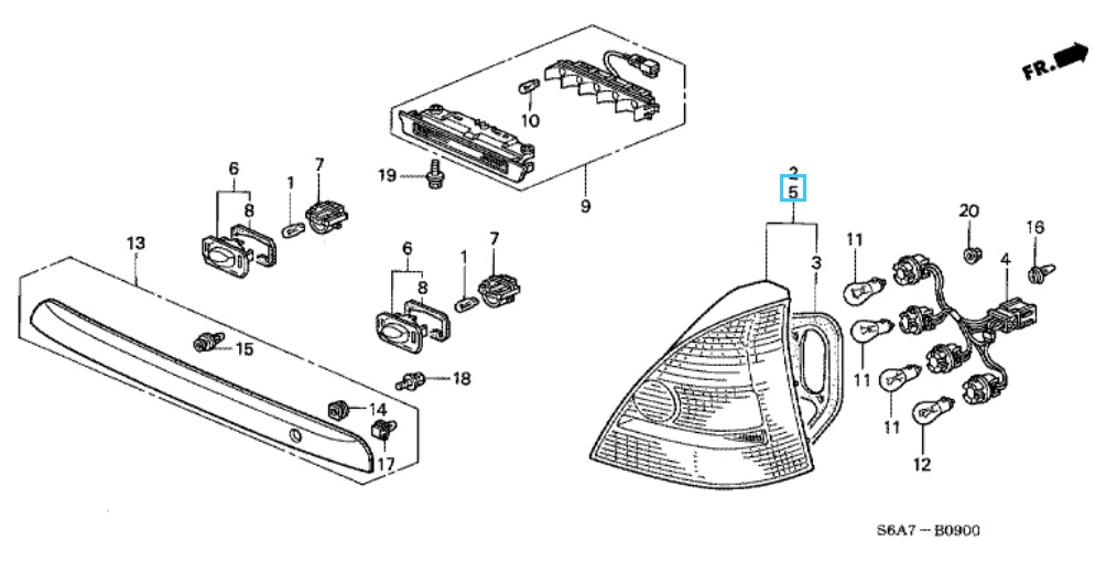 Honda Civic 5Door 20012003 Nearside Tail Light Honda Direct Parts