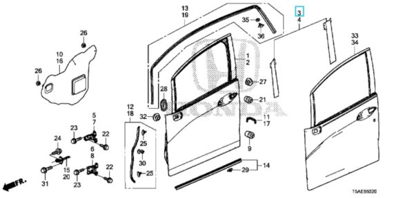 Honda Jazz 2016-2019 Offside Front Door Tape Set