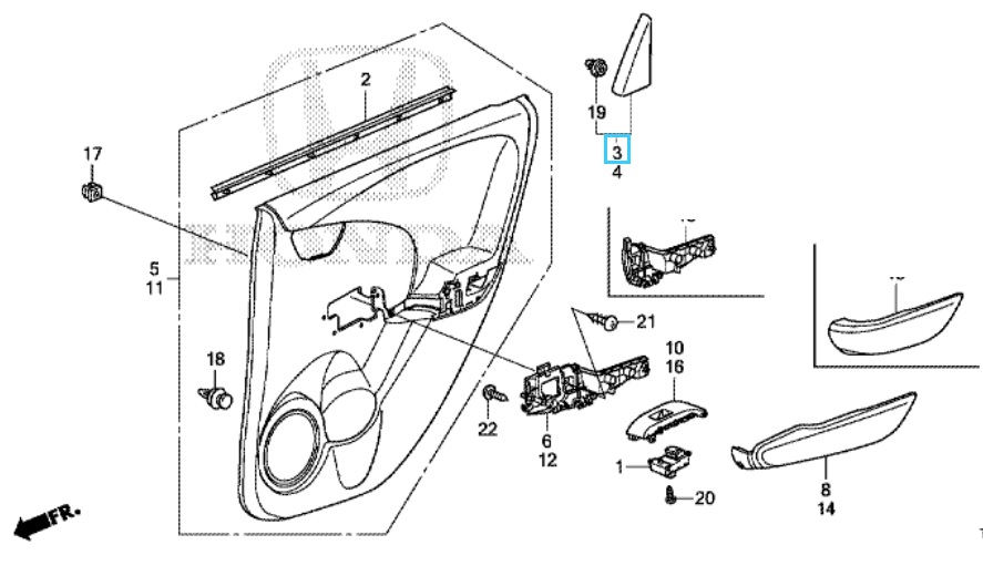 Honda Jazz 20122015 OSR Inner Quarter Door Trim Honda Direct Parts
