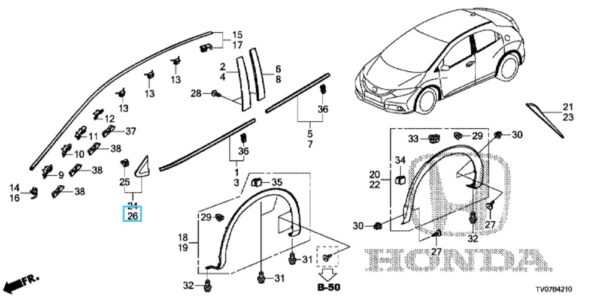 Honda Civic 2012-2016 Nearside A Pillar Corner Garnish